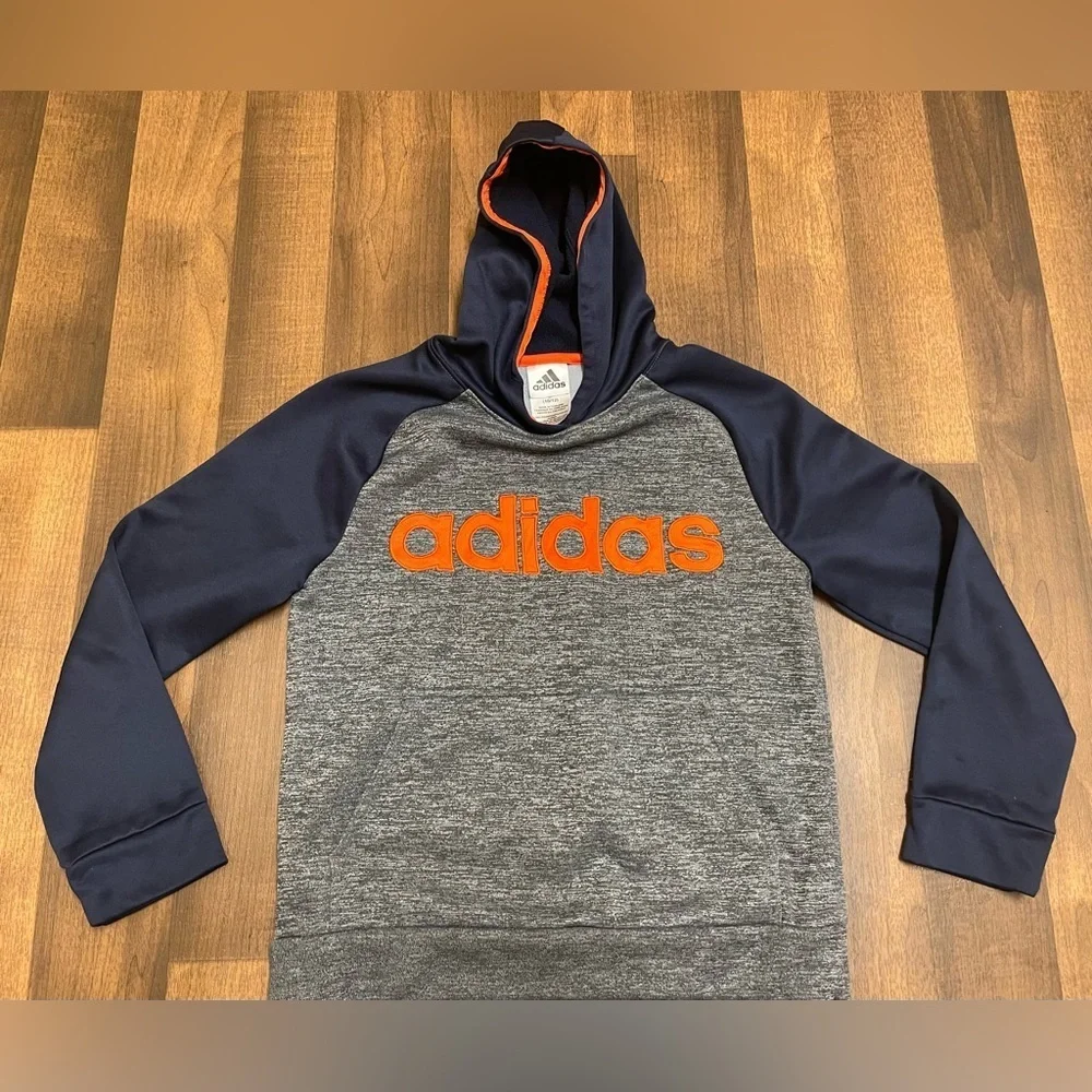 Adidas Gray and Blue Athletic Sweater